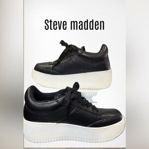 Steve Madden Black and White Platform Sneakers